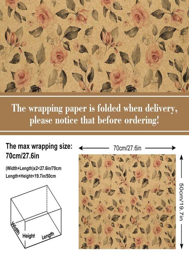 Whaline 12 Sheet Retro Floral Wrapping Paper Vintage Flower Kraft Gift Wrap Paper Bulk Decorative Art Paper for Birthday Baby Shower Wedding DIY Crafts Gift Packing, 19.7 x 27.6 Inch, Folded Flat - Image 2